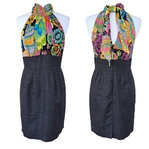 TRINA TURK Silk and Linen Sheath IBIS Halter Dress